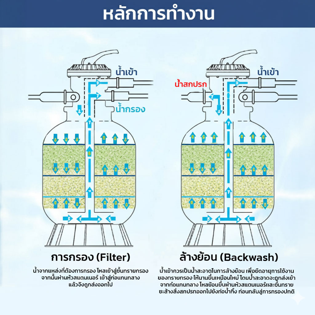 ถังกรองสระว่ายน้ำไฟเบอร์กลาส ขนาด 16 นิ้ว (Ø 525 มม.) - Image 3